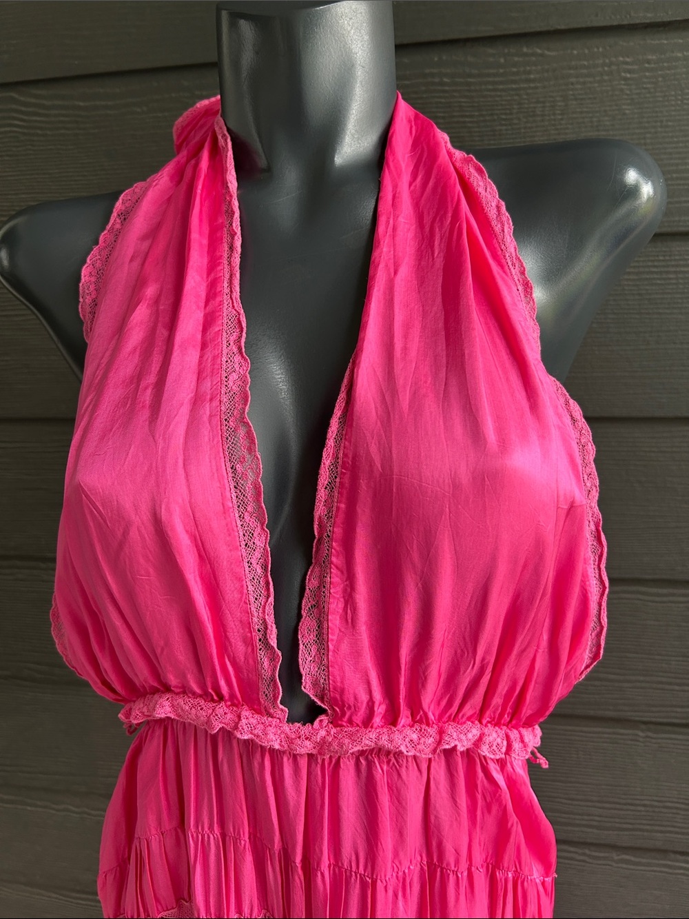 LoveShackFancy Hot Pink Halter Maxi Dress - As Is - Picture 3 of 16